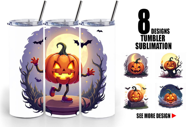Tumbler Halloween Pumpkin Gleam Sublimation artnoy 