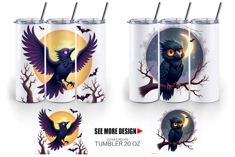 Tumbler Halloween Raven Shadow Sublimation artnoy 