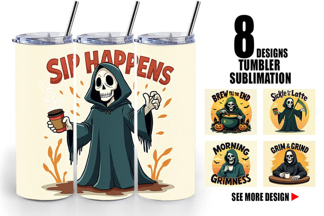 Tumbler Halloween Reaper Coffee Sublimation artnoy 