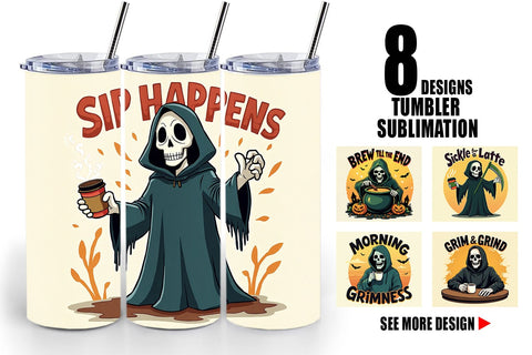 Tumbler Halloween Reaper Coffee Sublimation artnoy 