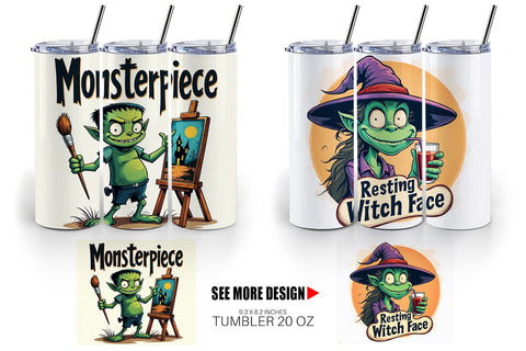 Tumbler Halloween Retro Monster Sublimation artnoy 