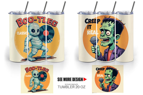 Tumbler Halloween Retro Monster Sublimation artnoy 