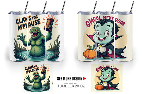 Tumbler Halloween Retro Monster Sublimation artnoy 