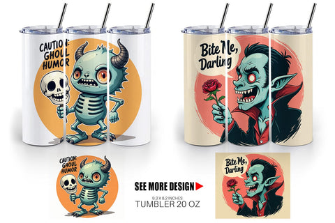 Tumbler Halloween Retro Monster Sublimation artnoy 