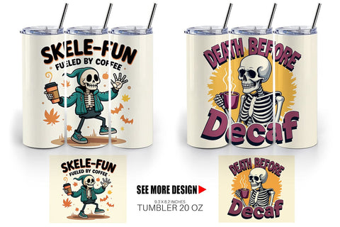 Tumbler Halloween Skeleton Coffee Sublimation artnoy 