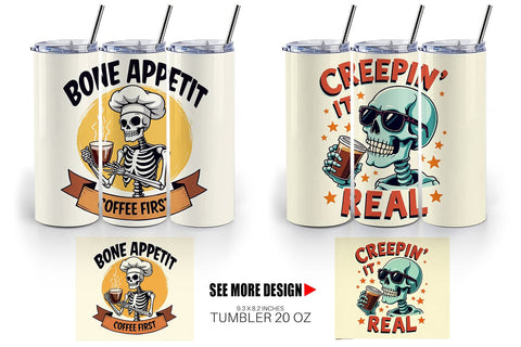 Tumbler Halloween Skeleton Coffee Sublimation artnoy 