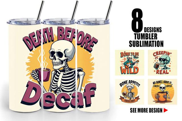 Tumbler Halloween Skeleton Coffee Sublimation artnoy 