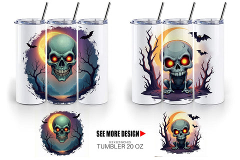 Tumbler Halloween Skull Glow Sublimation artnoy 