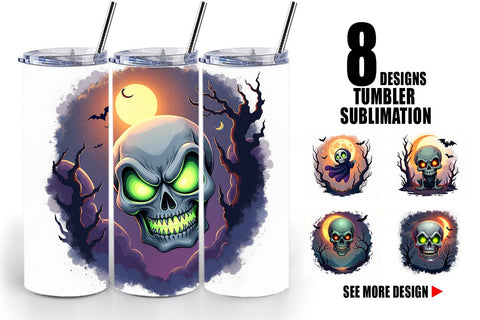 Tumbler Halloween Skull Glow Sublimation artnoy 