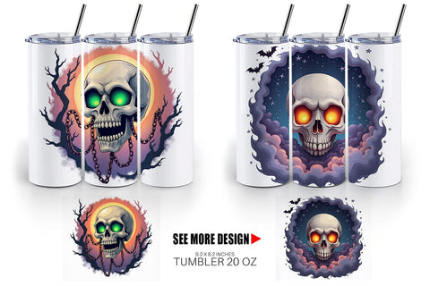 Tumbler Halloween Skull Glow Sublimation artnoy 
