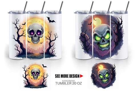 Tumbler Halloween Skull Glow Sublimation artnoy 