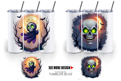 Tumbler Halloween Skull Glow Sublimation artnoy 