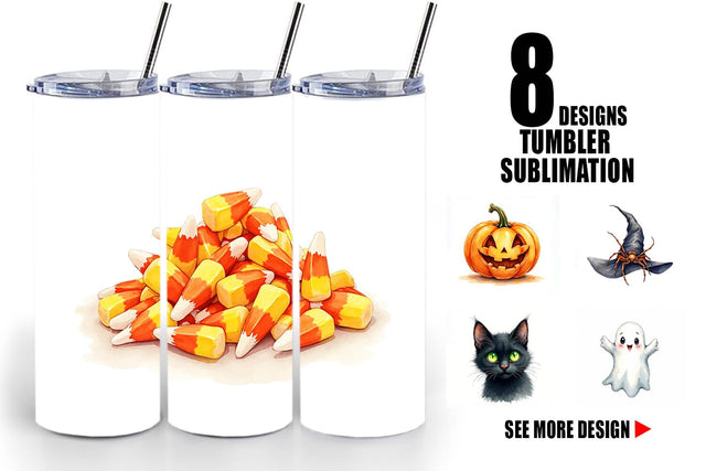 Tumbler Halloween Wonders Watercolor Sublimation artnoy 