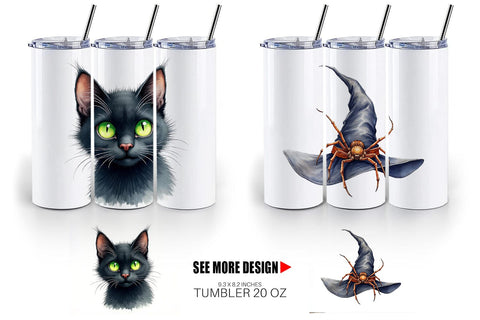 Tumbler Halloween Wonders Watercolor Sublimation artnoy 