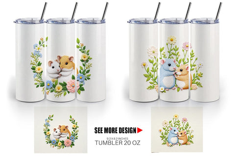 Tumbler Hamster Embroidery Sublimation artnoy 