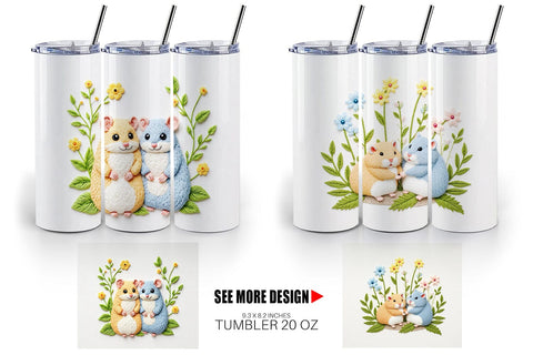 Tumbler Hamster Embroidery Sublimation artnoy 