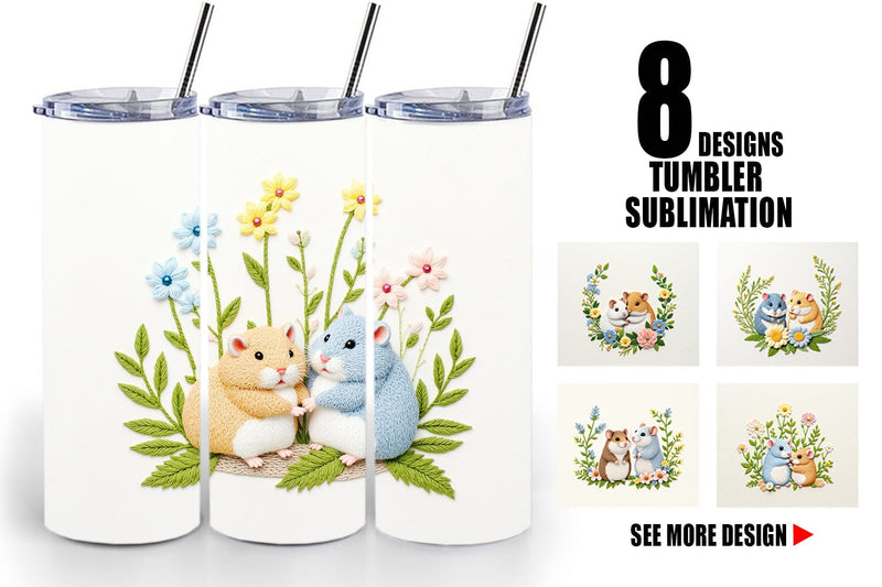 Tumbler Hamster Embroidery Sublimation artnoy 