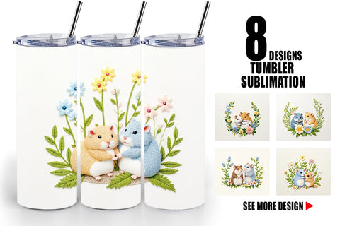 Tumbler Hamster Embroidery Sublimation artnoy 