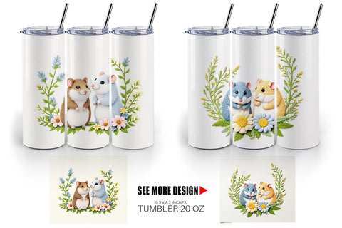 Tumbler Hamster Embroidery Sublimation artnoy 
