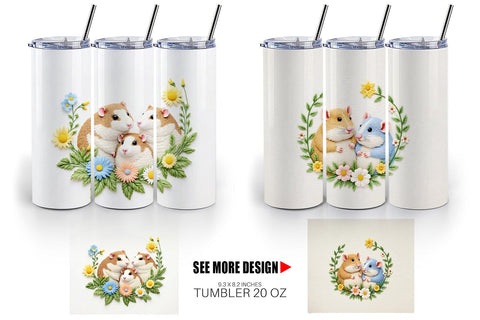 Tumbler Hamster Embroidery Sublimation artnoy 