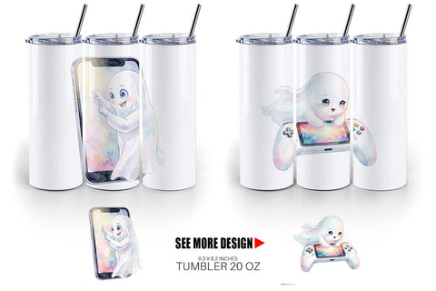 Tumbler Handheld Console Gamer Ghost Sublimation artnoy 