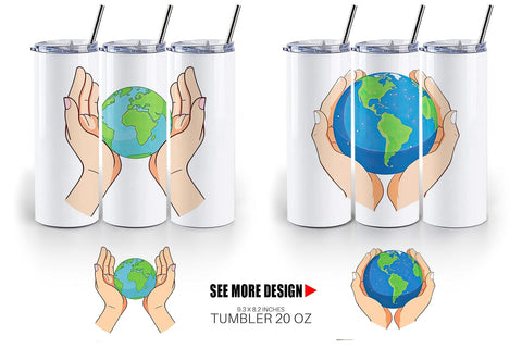 Tumbler Hands Holding Earth Sublimation artnoy 