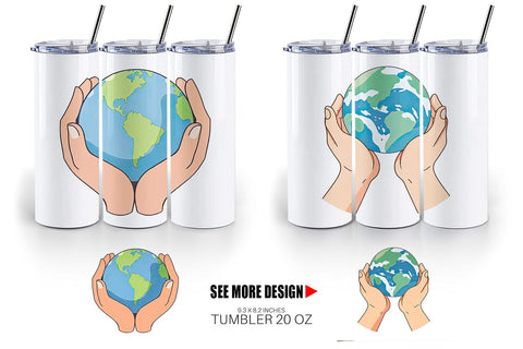 Tumbler Hands Holding Earth Sublimation artnoy 