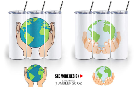 Tumbler Hands Holding Earth Sublimation artnoy 