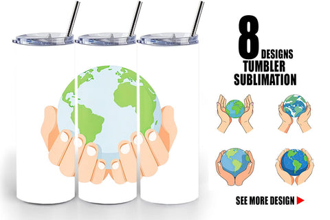 Tumbler Hands Holding Earth Sublimation artnoy 