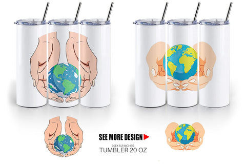 Tumbler Hands Holding Earth Sublimation artnoy 