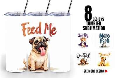 Tumbler Hangry Dog Food Lover Watercolor Sublimation artnoy 