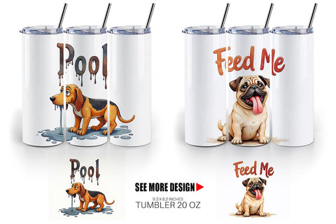 Tumbler Hangry Dog Food Lover Watercolor Sublimation artnoy 