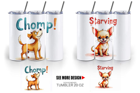 Tumbler Hangry Dog Food Lover Watercolor Sublimation artnoy 