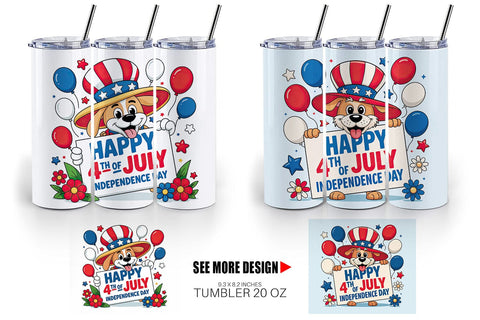 Tumbler Happy 4th of July Dog Sublimation artnoy 