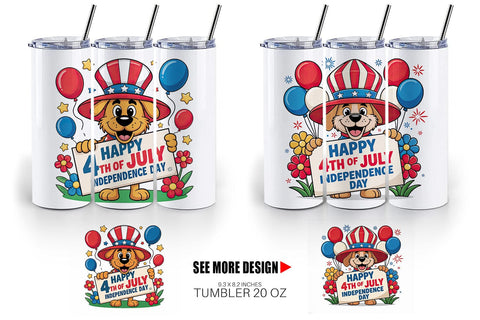 Tumbler Happy 4th of July Dog Sublimation artnoy 