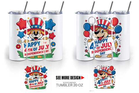 Tumbler Happy 4th of July Dog Sublimation artnoy 