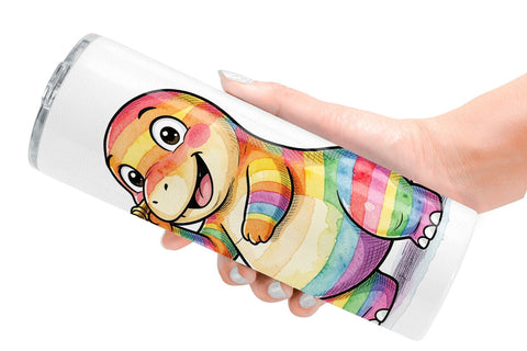 Tumbler Happy Campfire Dino Watercolor Sublimation artnoy 