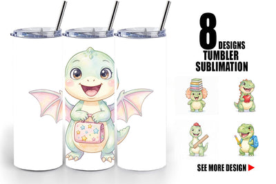 Tumbler Happy First Day School Dino Sublimation artnoy 