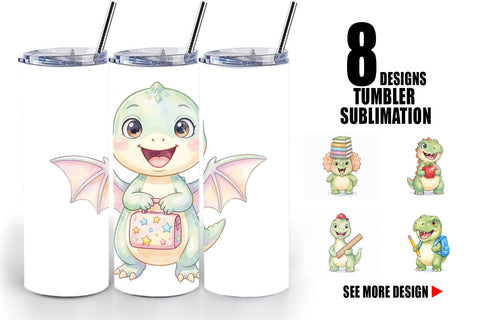 Tumbler Happy First Day School Dino Sublimation artnoy 