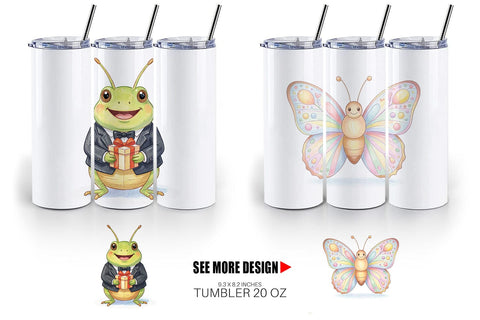Tumbler Happy Round Garden Birthday Watercolor Sublimation artnoy 
