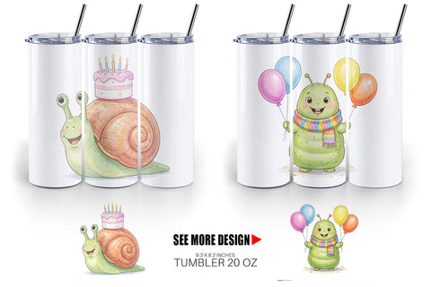 Tumbler Happy Round Garden Birthday Watercolor Sublimation artnoy 