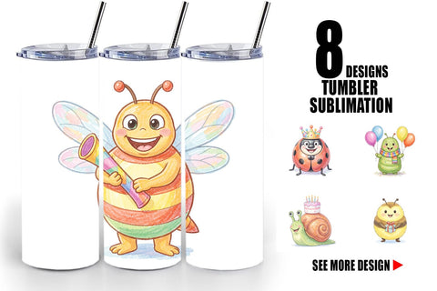Tumbler Happy Round Garden Birthday Watercolor Sublimation artnoy 