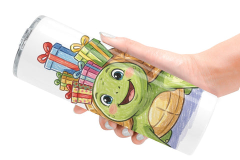 Tumbler Happy Round Ocean Birthday Watercolor Sublimation artnoy 