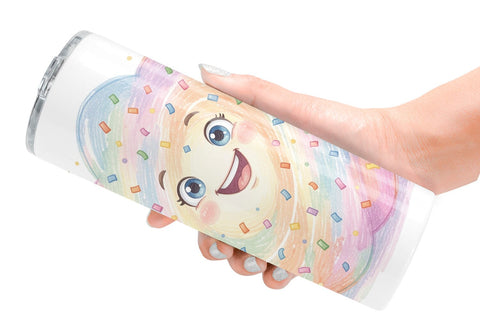 Tumbler Happy Round Space Birthday Watercolor Sublimation artnoy 