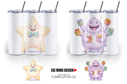 Tumbler Happy Round Space Birthday Watercolor Sublimation artnoy 
