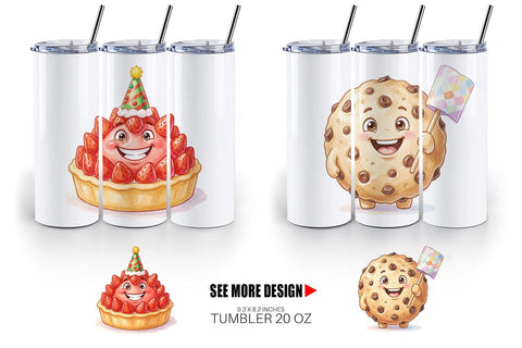 Tumbler Happy Round Sweet Treats Watercolor Sublimation artnoy 