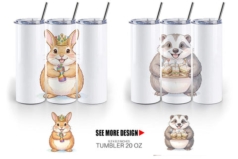 Tumbler Happy Round Woodland Birthday Watercolor Sublimation artnoy 