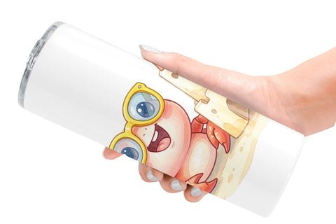 Tumbler Happy Summer Animals Watercolor Sublimation artnoy 