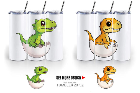 Tumbler Hatching Baby Dinosaur Sublimation artnoy 