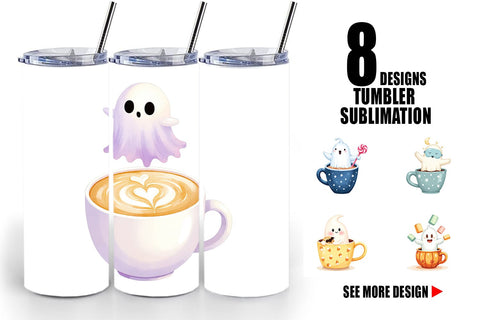 Tumbler Haunted Coffee Spirits Sublimation artnoy 